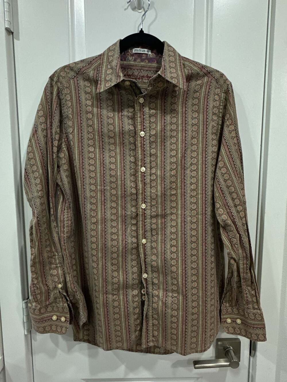 Robert Graham Striped Geometric Medallion Print Long Sleeve Shirt